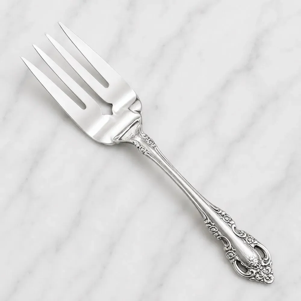 Oneida Community BRAHMS Stainless Meat Serving Fork Silverware Flatware Rococo